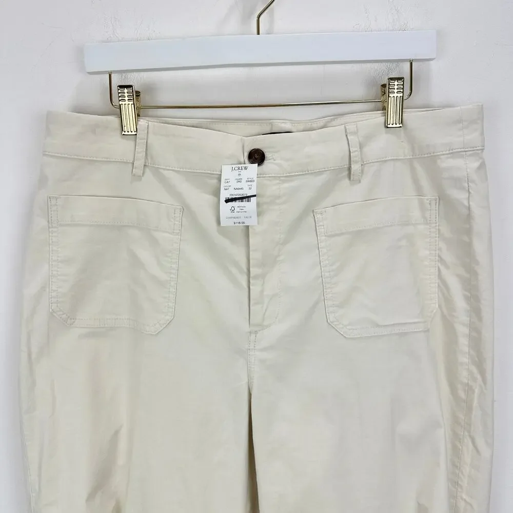 J.Crew Lizzie High Rise Patch Pocket Wide Leg Pant Classic Natural US 32 NWT